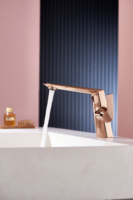 Robinet de lavabo carré en laiton massif PVD Or Rose, monocommande, pour salle de bain, hôtel, villa, projet OEM ODM LOGO