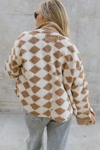 Nouveau Design d'hiver décontracté <span class=keywords><strong>fourrure</strong></span> <span class=keywords><strong>Plaid</strong></span> imprimé vestes zippées poches mode <span class=keywords><strong>chaud</strong></span> femmes manteaux - Product Image 3