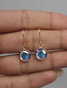 Pendientes Colgantes de Lágrima con Bisel de Oro de 14K y Topacio Místico Mercury Mist - Regalo Delicado para Bodas y Fiestas - Product Image 6