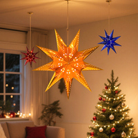 Lanterne en papier étoile à cinq branches 3D écologique de haute qualité, ornement de sapin de Noël pour décoration festive suspendue