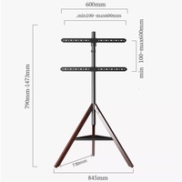 Penyangga Tripod TV kayu 32-70 ", braket dudukan TV lantai baja dengan fitur putar untuk ruang tamu atau kantor