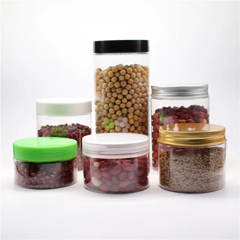 MAYSURE transparente PET-Glas-Kanzärtchenpulver-Dosen und -Dekor mit Plastikglas-Abdeckungsdeckel für Trockenobst / Erdnüsse