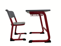 Ensemble bureau et chaise pour un seul élève, mobilier de classe en acier avec panier à livres, table d'étude scolaire avec dossier en plastique