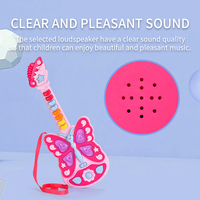 BY TOYS Stimulate Carton Pink Butterfly Eco-Friendly Interesting Keyboard Guitar With Light Musical Instrument for Kids