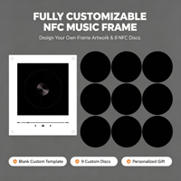 Lecteur de musique NFC personnalisé DIY en vinyle, 9 disques NFC, lumière rotative, aimant de réfrigérateur, cadeau musical personnalisé