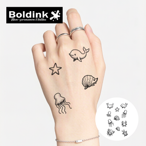 <span class=keywords><strong>Tatouage</strong></span> semi-permanent Boldink personnalisé réaliste en forme de baleine et de méduse, résistant à l'eau, longue durée (2 semaines), encre Jagua - Product Image 3