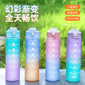 Tiannuo Plastic Water Bottle 32 Oz Time <b>Markers</b> Portable Travel Cup With Strap For General Use - Product Image 3