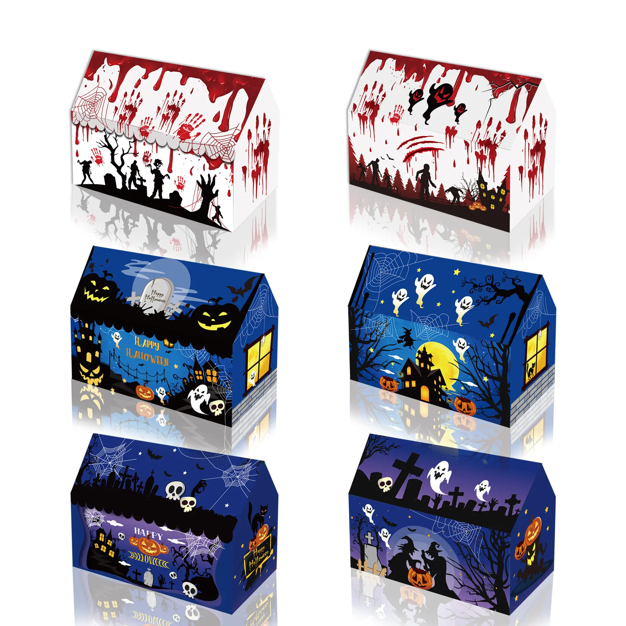Xindeli KZ063 Caja de papel temática de Halloween Regalo de pastel Cajas de embalaje de alimentos para Halloween Regalo para niños Suministros para fiestas