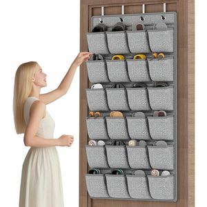 Over The Door <b>Shoe</b> Organizer 24 Pockets Hanging Storage Rack For Closet Men Women <b>Shoes</b> Organizer Grey - Product Image 1