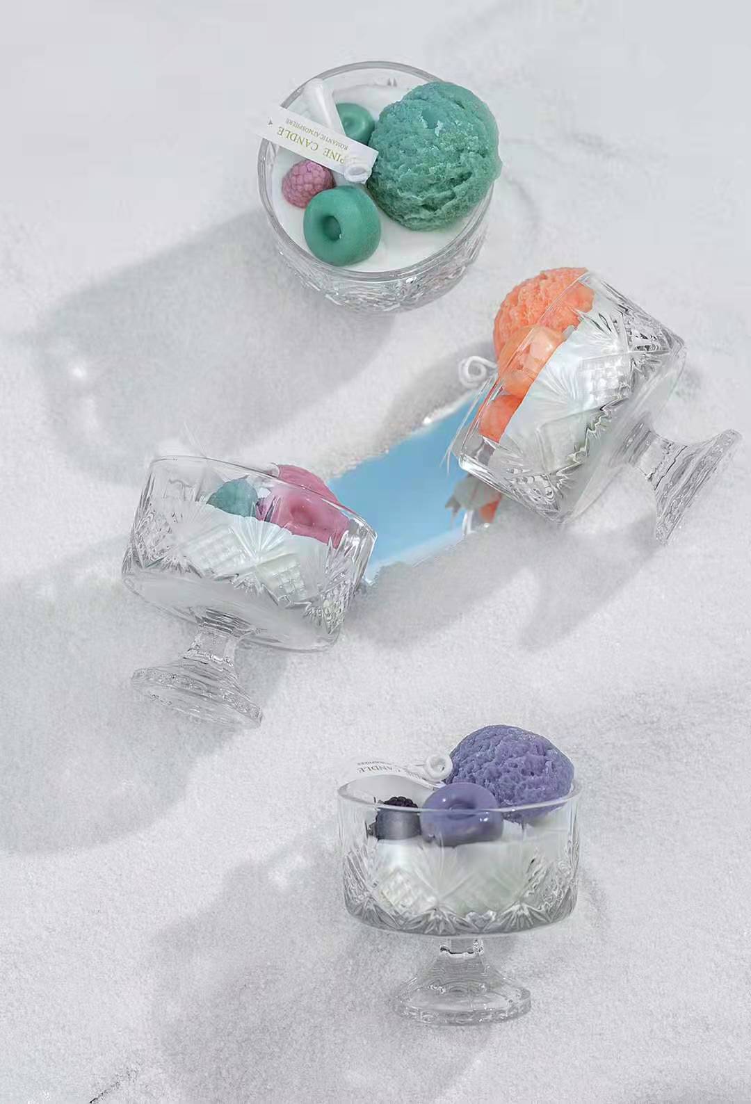 AROMA EV Toptan Ev Dekorasyonu Için Benzersiz Dondurma Kokulu Mum El Yapımı Cam soya mumu Mumlar Yılbaşı Hediyeleri 6