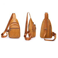 QXMOVING Sac de poitrine pour femme en cuir PU imperméable et durable, style coréen, mini sac bandoulière réglable pour voyage et randonnée