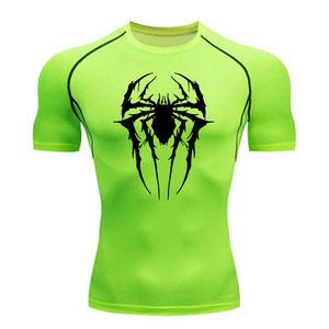 T-shirt de compression pour homme avec motif toile d'araignée, soutien musculaire 3D, haut d'entraînement respirant, haut de performance à haute élasticité - Product Image 5
