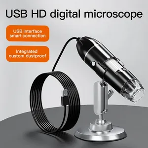 समायोज्य 1000X HD यूएसबी इंटरफ़ेस डिजिटल माइक्रोस्कोप 8 एल ई डी के साथ पोर्टेबल हाथ में इलेक्ट्रॉन माइक्रोस्कोप खड़े हो जाओ