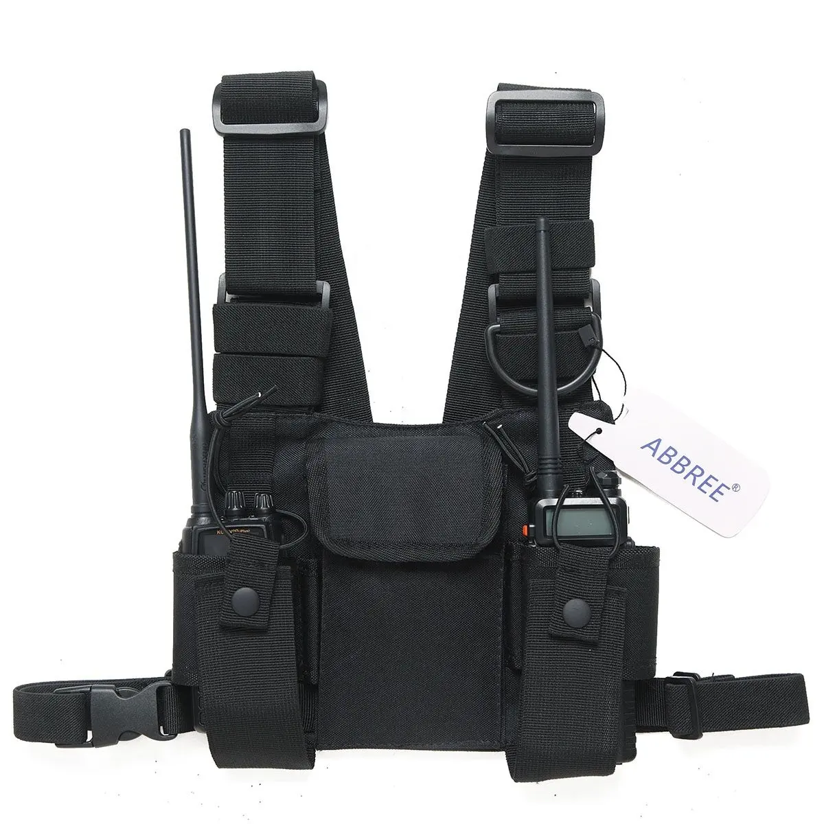 Abbree Chest Harness Rig Bag Front Pack Pouch Holster Vest Rig Carry For Two Way Radio Baofeng TYT Wouxun Motorola Walkie Talkie
