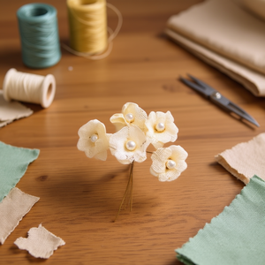 ILAN Fiori di Lino con Perline da 78mm, Set da 5 Pezzi per Lavori Artigianali - Product Image 3