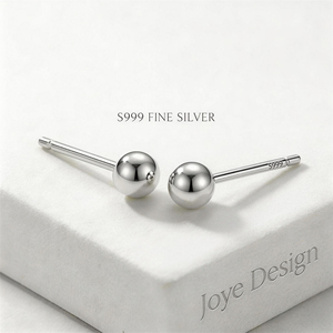 <span class=keywords><strong>Orecchini</strong></span> a Perno Minimalisti in Argento S999 Stratificato per Uso Quotidiano e Regalo per Donne - Product Image 1