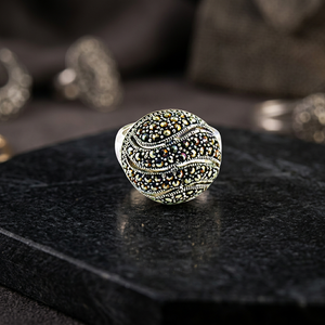Meilleures ventes, bagues en argent sterling 925 personnalisées, tendance, artisanales, avec marcassite, de haute qualité, cadeau de mariage ou de fête, bijoux - Product Image 3