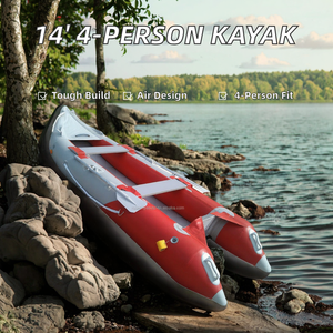 430cm 14 'Haute Pression Air Pont Plancher Gonflable Kaboat 4 Personnes Gonflable <span class=keywords><strong>Kayak</strong></span> Transom Durable <span class=keywords><strong>Kayak</strong></span> pour Pagayer Aventures - Product Image 2