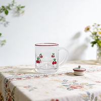 Jolie tasse à jus en verre moderne - Personnalisable, transparente, réutilisable, sans danger pour les aliments, compatible lave-vaisselle et micro-ondes, icône 3D, unisexe