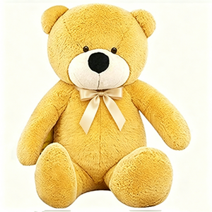 Customized Yellow Teddy <b>Bear</b> Plush - Soft Fluffy Stuffed Animal with Checkered Bow, <b>Cute</b> Classic Toy for Kids & Nursery - Product Image 5