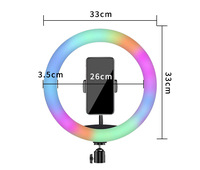 MJ33 Anneau lumineux RGB de 13 pouces pour la beauté, la vidéo, le studio photo, le selfie, lampe annulaire RGB LED avec trépied et télécommande