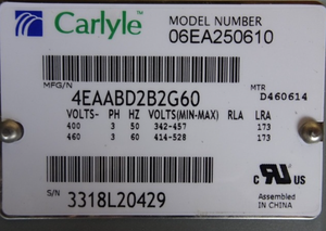 คอมเพรสเซอร์ใหม่แท้รุ่น 06EA250610 แบบลูกสูบ 4 สูบ 20 แรงม้า ยี่ห้อ <span class=keywords><strong>Blacker</strong></span> สำหรับห้องเย็น 400/460V 50/60Hz - Product Image 2