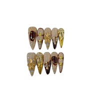 Faux ongles de luxe faits à la main en amande, qualité salon, style de luxe, vente en gros, marque privée