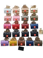 Tas Earphone Ponsel Kulit PU Mewah Model Selempang Caviar untuk Desain Grid Tahan Air dengan Tali Pengikat yang Dapat Disesuaikan, Dompet, Hadiah