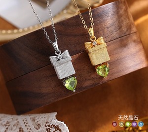 9 Delicados Collares con Colgante de Cristal Tallado en Corazón de 6mm, con Caja de Regalo, Piedra Natural, Plata 925, Chapado en Oro, Joyería que No se Deslustra - Product Image 2