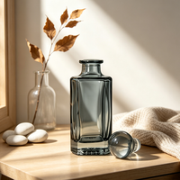 Bouteille de présentation d'huile d'Attar Oud en verre transparent noir personnalisée de 250 ml avec bouchon en verre