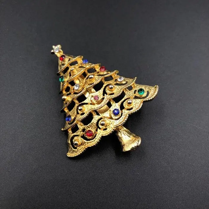 Jewelry fashion Gold Metal rhinestone Tree brooches Women men clothing garment lapel safety pin accessories 2022