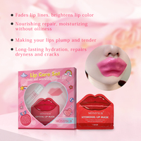 Kit de soin des lèvres rose végétalien bio coréen Masque hydrogel hydratant et gommage exfoliant à bulles avec pinceau à lèvres en silicone