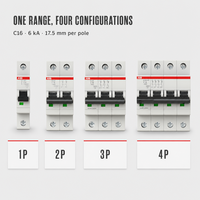 Disjoncteur miniature ABB MCB S200 6kA 1P 2P 3P 4P 0.5A-63A B C D K Z 2CDS251001R0164 IEC 60898-1 Original et Neuf 100%