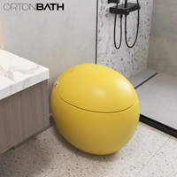 Ortonbaigovale rond en forme d'œuf en céramique, cuvette de Toilette en céramique, Toilette en une pièce blanc brillant Intelligent automatique Intelligent