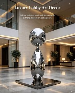 Mirror Polished Stainless Steel Abstract Art <b>Sculptures</b> Circular Shape for Outdoor Spaces Squares Hotels Large Shopping Malls - Product Image 2