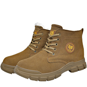 Bottes de neige pour hommes avec garniture en fourrure, doublure en coton, bottes d'hiver chaudes pour le nord-est de la Chine, doublure en polaire épaisse, talon moyen, couleur unie - Product Image 1