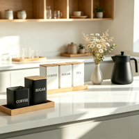 Bocaux de cuisine hermétiques écologiques de grande capacité pour grains de café et sucre, à poser sur le comptoir