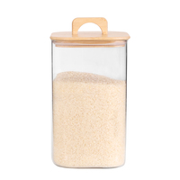 Bocaux de conservation en verre 106 oz transparents hermétiques empilables avec couvercle en bambou, compatibles lave-vaisselle et micro-ondes, boîtes de cuisine carrées
