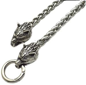 Trendsetter Rock Silver Gravé Mordant Dominateur Double Loups Épais Chaîne <span class=keywords><strong>Gourmette</strong></span> Collier Élégant En Acier Inoxydable pour Cadeau - Product Image 2