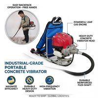 Vibrateur à béton portable, moteur à essence interne 4 temps, vibrateur à béton avec manivelle flexible de 2,44 m, pour le coulage de fondations