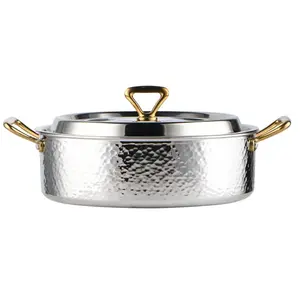 Stainless Steel Stock Pot Gold Silver Kitchen Cooking Pot Soup Hot Pot