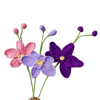 Orchidée Phalaenopsis transfrontalière, cadeau de la Saint-Valentin, fleur artificielle tricotée et crochetée à la main en fil de laine, finie, vente en gros