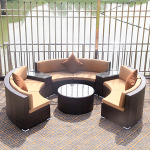 Pabrik furnitur nordic sofa restoran lounge taman luar ruangan rotan bulat taman teras sofa set furnitur luar ruangan - Product Image 1