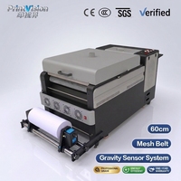 Machine de séchage et de secouage de poudre DTF 60 cm (24 pouces) avec bande transporteuse à mailles sous vide, four mécanique pour imprimante T-shirt 2 têtes