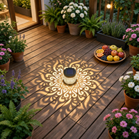 Lámpara de Pared Exterior Solar, Impermeable, con Efecto de Proyección, Diseño Mandala, Funciona con Botón, Lámpara de Jardín de Hierro, Linterna LED Artística