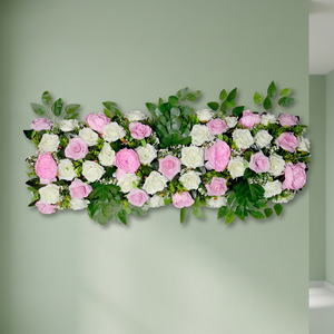 Panneau floral rose et ivoire enchanté de l'usine de fleurs artificielles – Rangée florale douce rose pâle et blanc crémeux – 90 cm élégant - Product Image 4