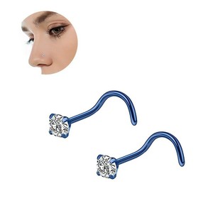 Piercings de Nariz Redondos de Acero Inoxidable con Zirconia, 0.8mm 20G 7mm de Longitud, Joyería para Perforaciones Corporales en Nariz y Labio - Product Image 4