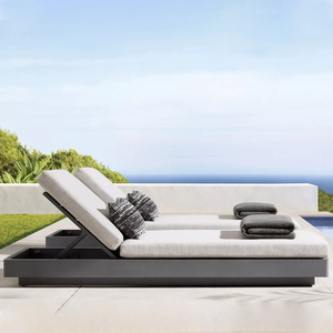 سرير شمسي عالي الجودة من فوشان داروين مع وسادة مريحة مقاومة للماء من الألومنيوم بجانب حمام سباحة منتجع صحي عالي الجودة للفندق للاستلقاء تحت أشعة الشمس في الهواء الطلق - Product Image 4