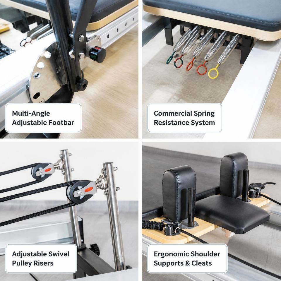 Pilot Exercise Machine Commercial Pilates Reformer Machine Aircraft Grade Aluminum Alloy Frame ...