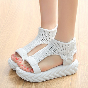 Sandales en crochet pour femmes noires beiges faites à la main avec talon épais nouveau Design botte de hauteur de cheville pour l'automne printemps été chaud - Product Image 3